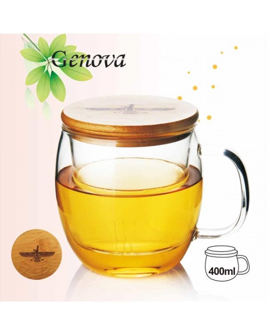 Borosilicate Glass Tea Maker With Bamboo Lid TM-400BF Borosilicate Glass Tea Maker With Bamboo Lid TM-400BF