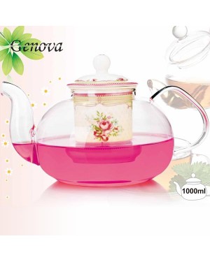 Borosilicate Glass Teapot with Ceramic Lid and Filter TP-302C 1000ml Borosilicate Glass Teapot with Ceramic Lid and Filter TP-302C 1000ml