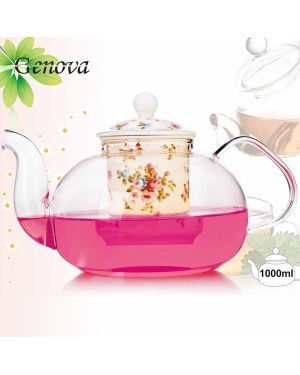 Borosilicate Glass Teapot with Ceramic Lid and Filter TP-302C 1000ml Borosilicate Glass Teapot with Ceramic Lid and Filter TP-302C 1000ml