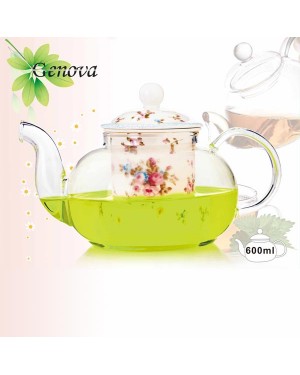 Borosilicate Glass Teapot with Ceramic Lid and Filter TP-302C 600ml Borosilicate Glass Teapot with Ceramic Lid and Filter TP-302C 600ml